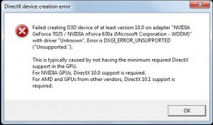 Error is DXGI_ERROR_UNSUPPORTED ("Unsupported.")